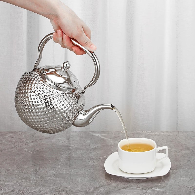 SANQIAHOME 2000ml teapot with Infuser stainless steel Water Boilers lifting handle Tea Maker Water Kettle for Induction/Gas silver - Image 4